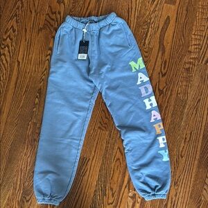 NWT Madhappy Blue Joggers with Gradient Text